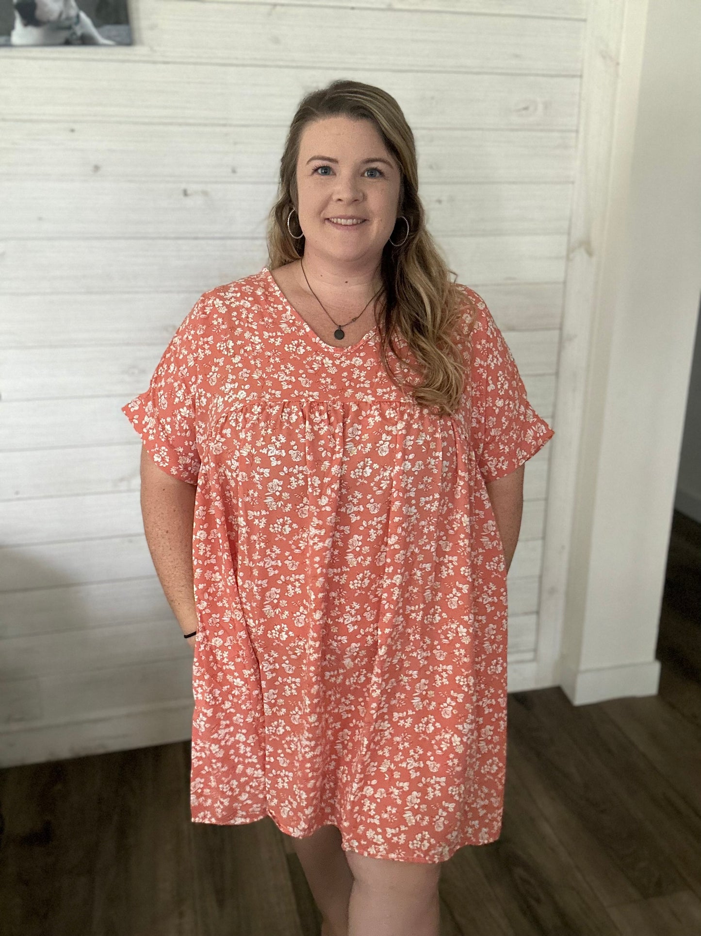 Coral Floral Dress