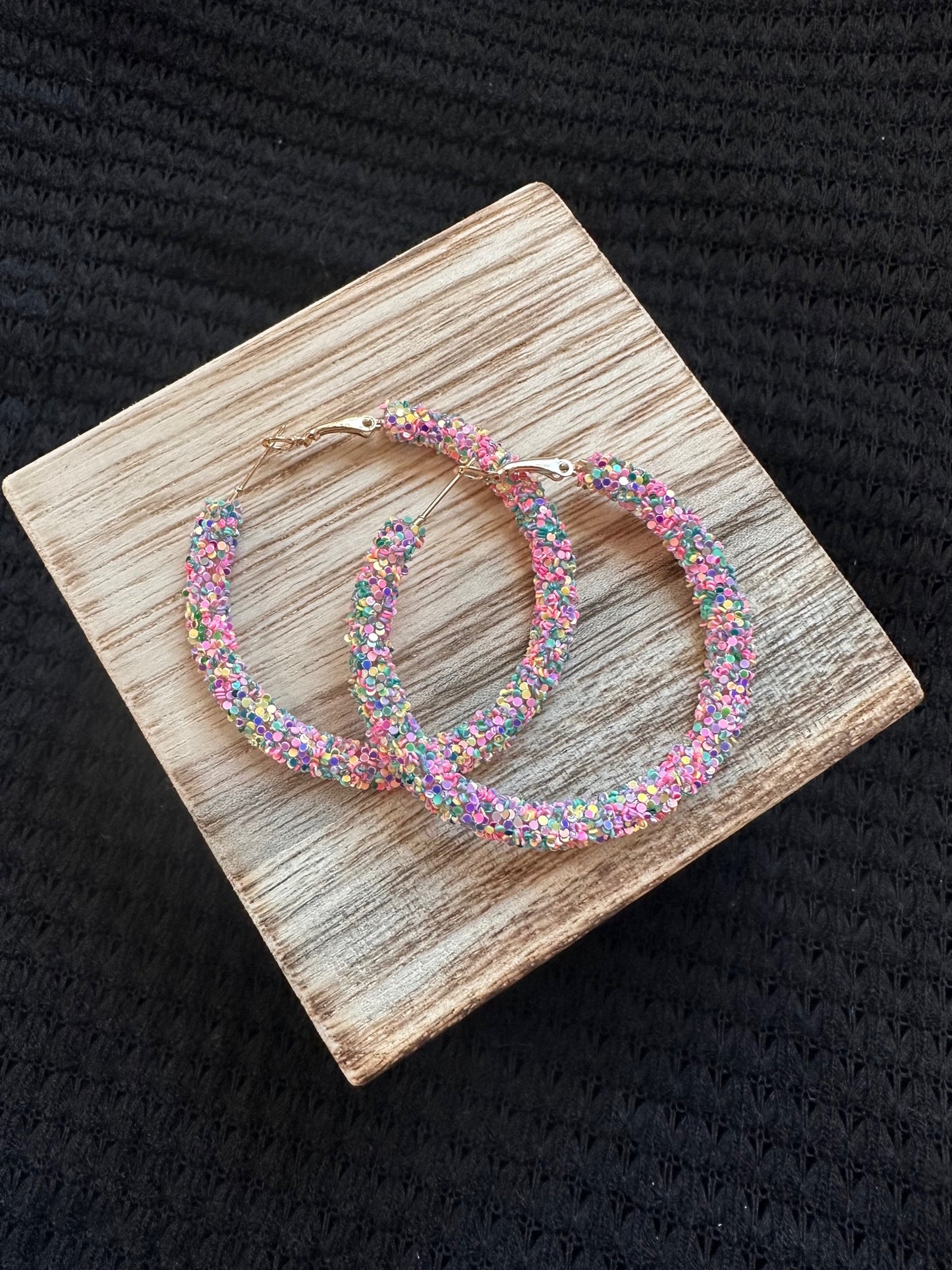 Multi Glitter Hoop Earring