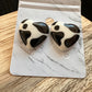 Cow Print Heart Studs