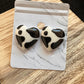 Cow Print Heart Studs