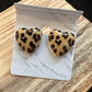 Leopard Print Heart Studs