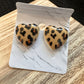 Leopard Print Heart Studs