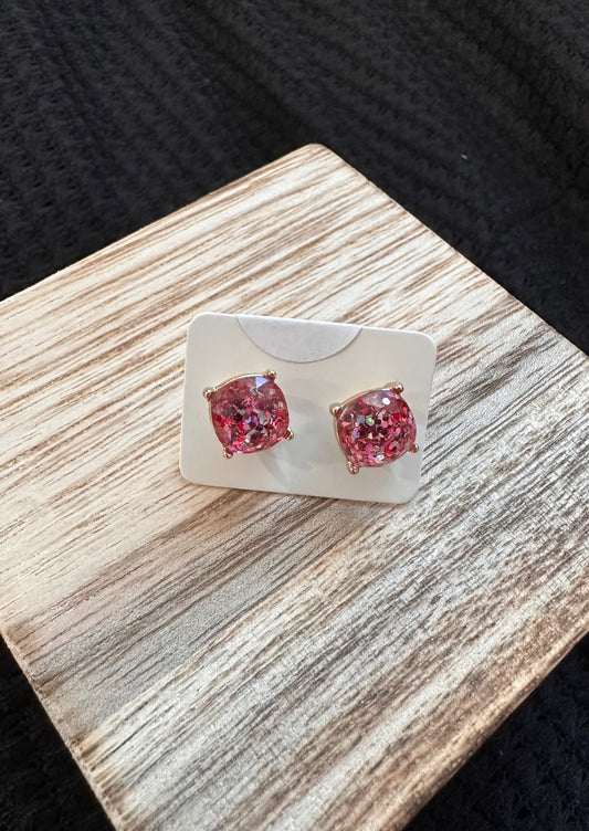 Pink Glitter Studs