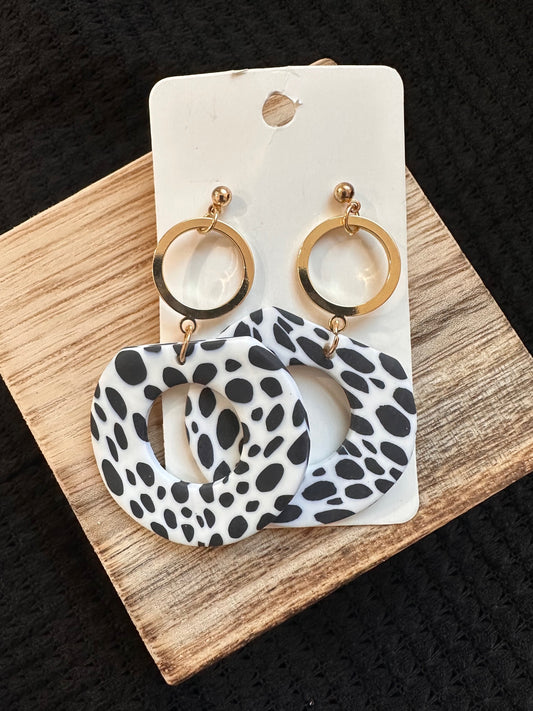 Dotted Animal Print Clay Earrings