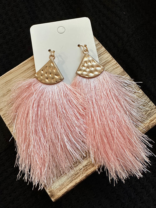 Pink Tassel Earrings