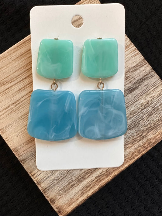 Teal Marble Drop Earrings