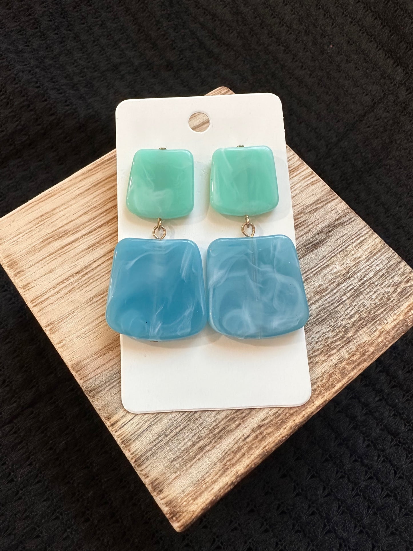 Teal Marble Drop Earrings