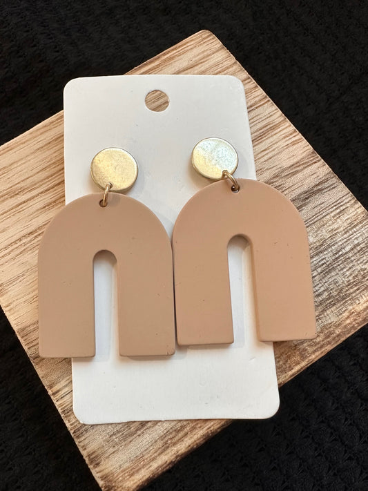 Tan Clay Arch Earrings