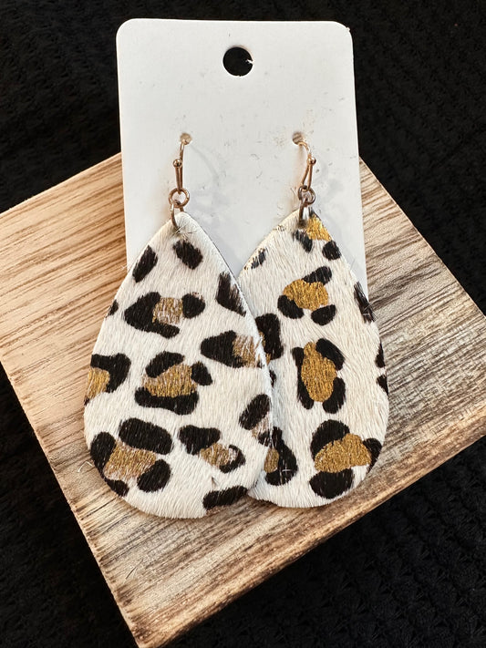 White Leopard Earrings