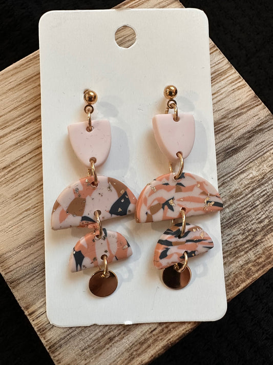 Pink Clay Multi Level Earrings