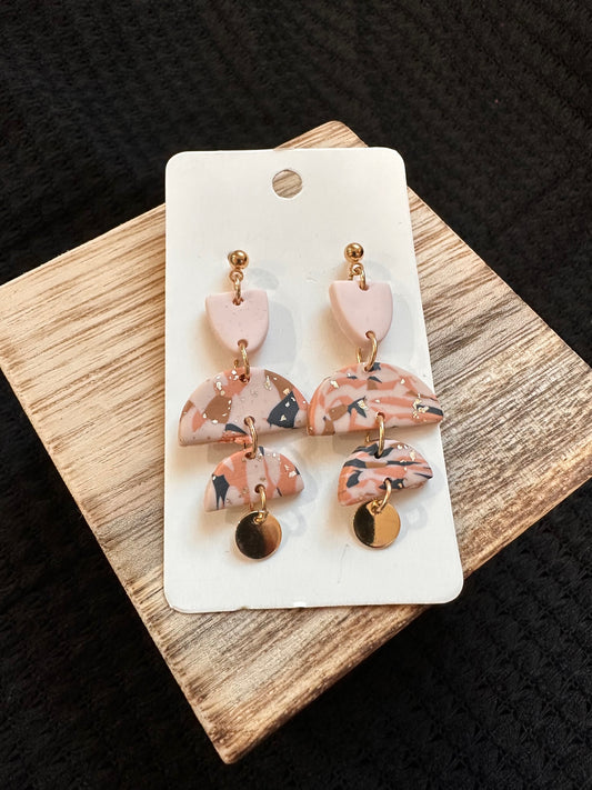 Pink Clay Multi Level Earrings