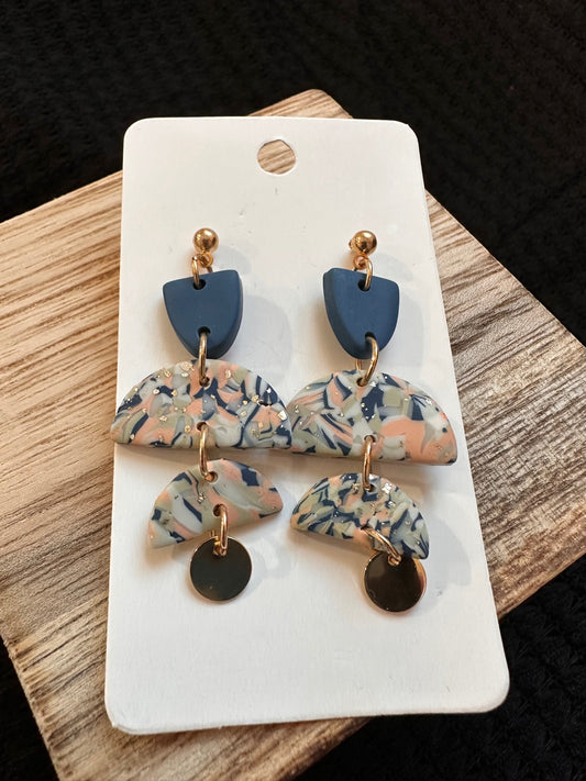 Blue Clay Multi Level Earrings