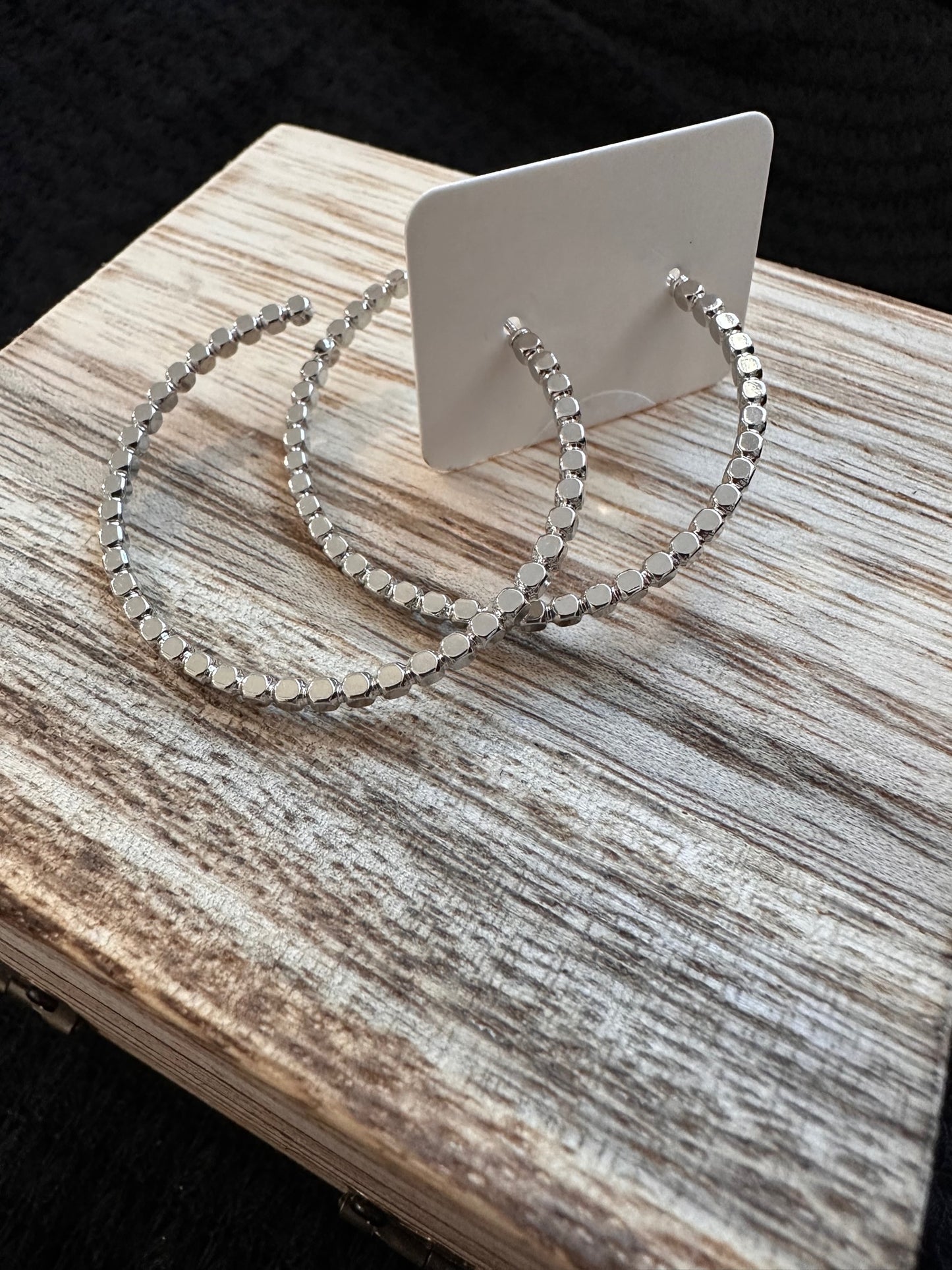 Silver Dotted Hoop Earrings