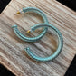 Teal Ribbed Hoops