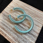 Teal Ribbed Hoops