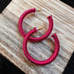 Hot Pink Ribbed Hoops