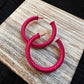 Hot Pink Ribbed Hoops