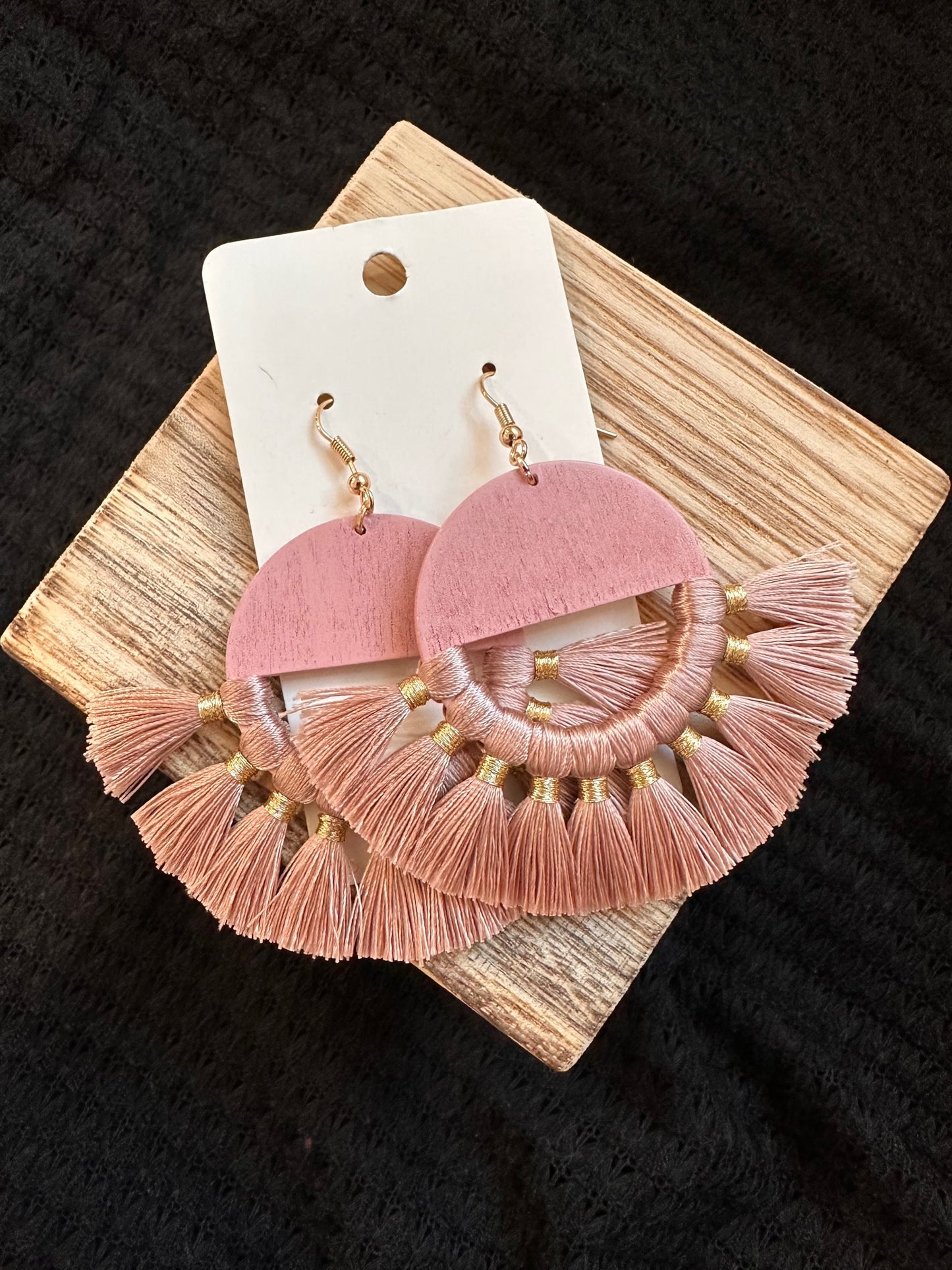 Blush Fan Tassel Earrings