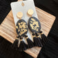 Black with Gold Flakes Tassel Earrings