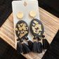 Black with Gold Flakes Tassel Earrings