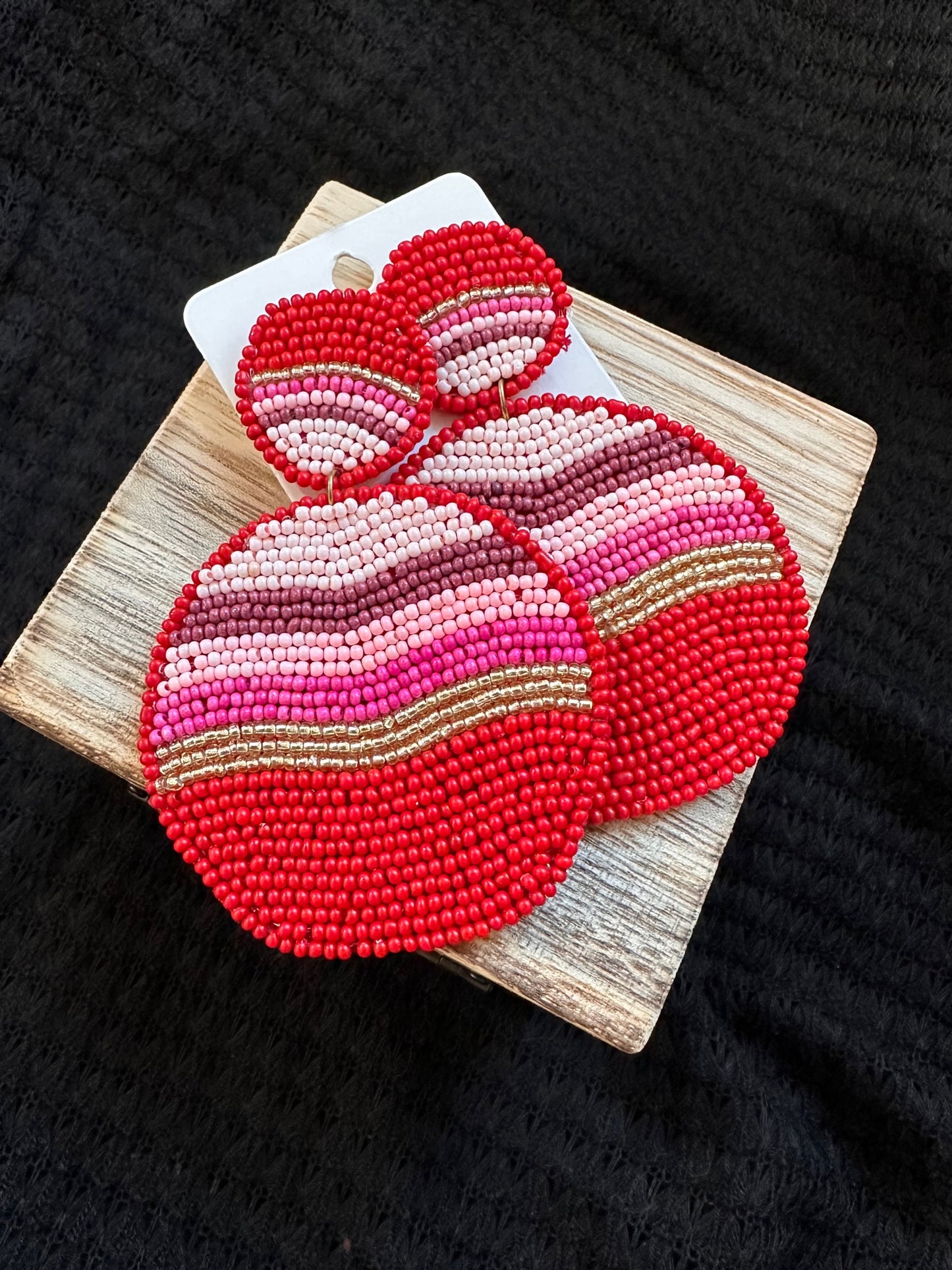 Pink and Red Large Beaded Earrings