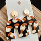 Black, White and Rust Allover Arch Earrings