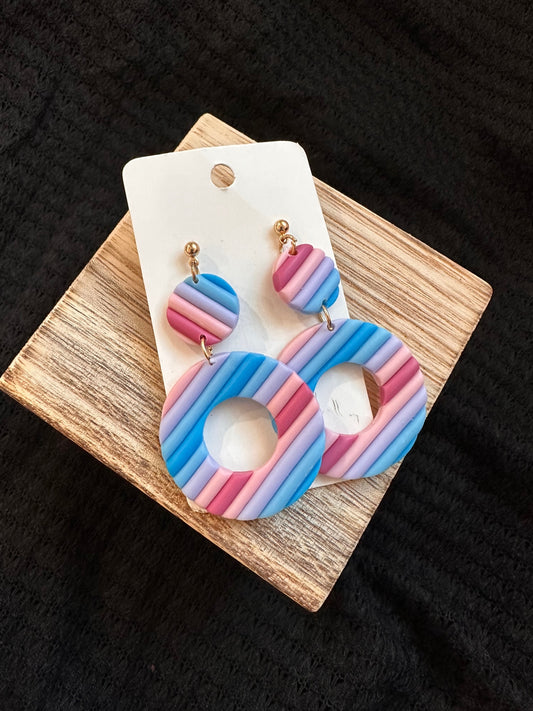 Pastel Striped Clay Circle Earrings