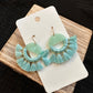 Teal Small Fan Tassel Earrings