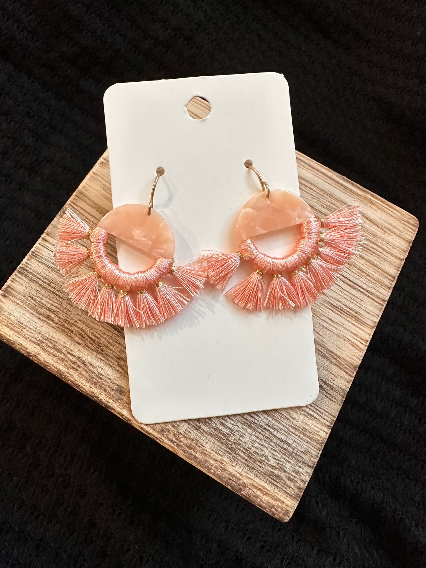 Peach Tassel Fan Earrings