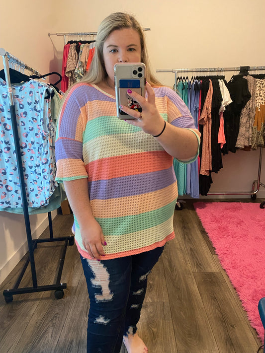 Pastel Waffle Knit Top