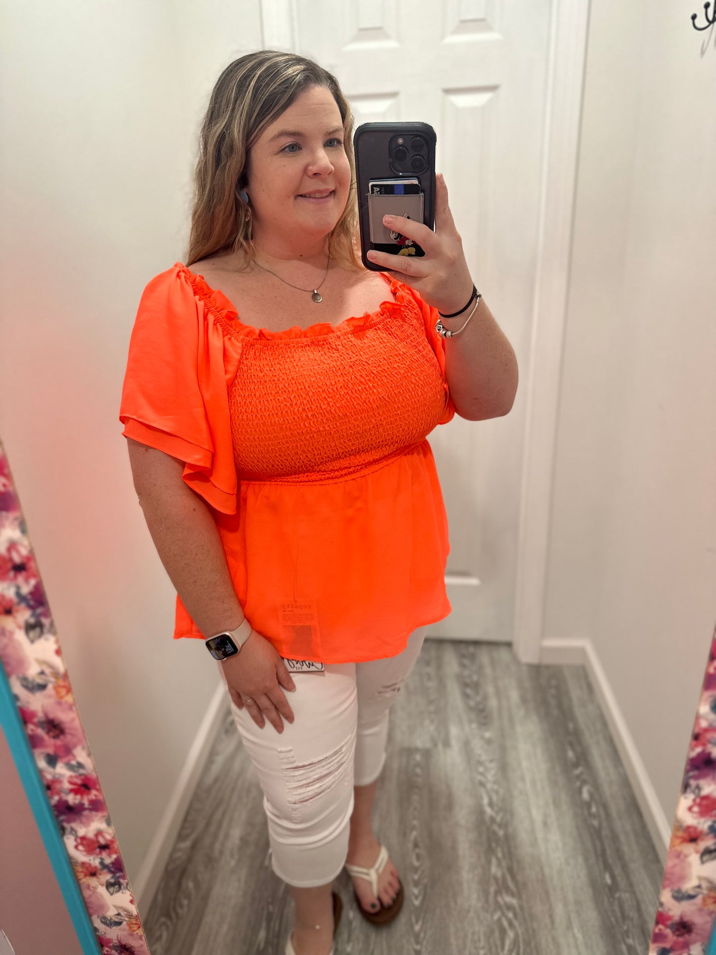 Coral Ruffle Top