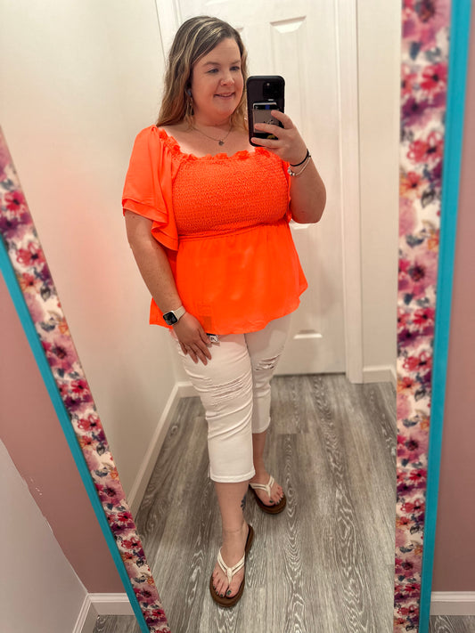 Coral Ruffle Top