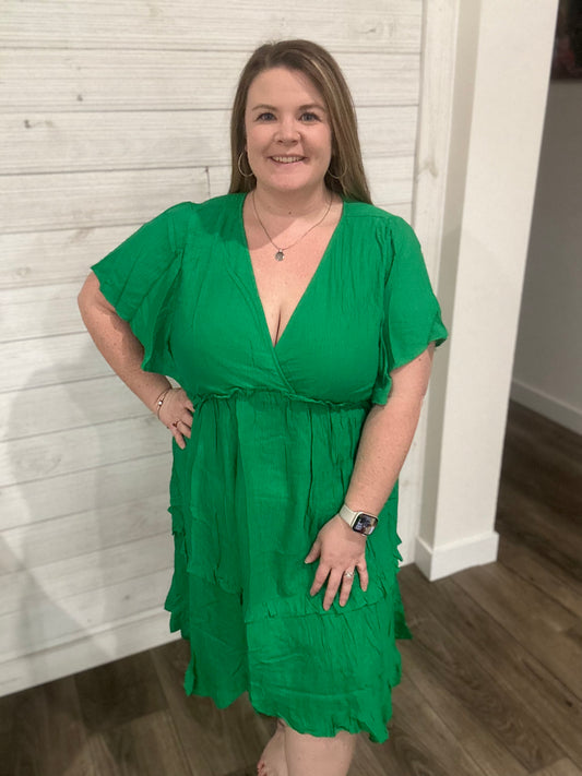 Kelly Green Crinkle Dress