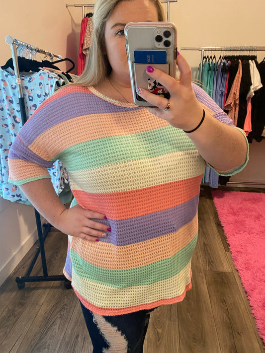 Pastel Waffle Knit Top