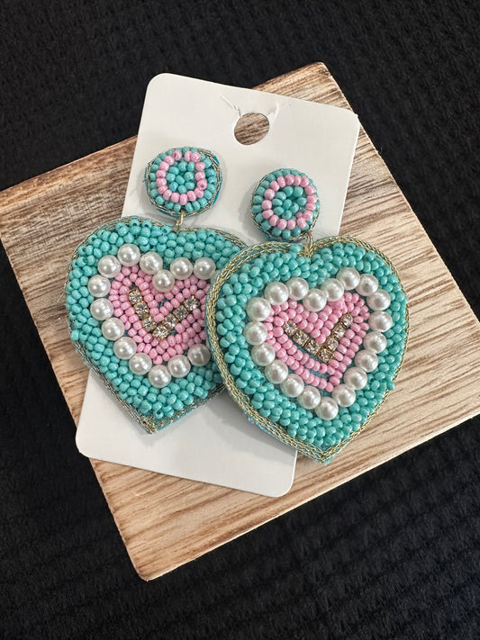 Heart to Heart Beaded Earrings